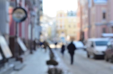 Bulanık arka planda eski kış caddesi