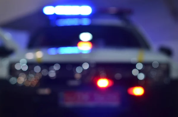 Police Car Flashing Lights Blur Background — Stock Photo, Image