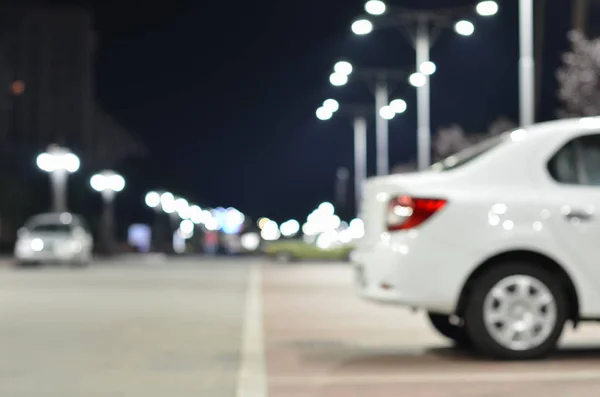 Car Night Parking Blur Background — Stock Photo, Image
