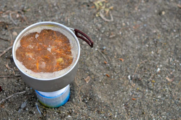 Cocina Sopa Estufa Del Campamento — Foto de Stock