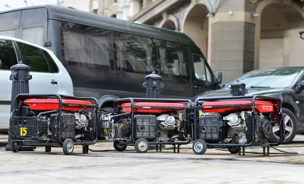 Geradores Portáteis Gasolina Para Fontes Alimentação Eléctrica — Fotografia de Stock