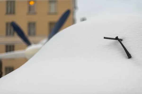 Фюзеляж Літака Вкритий Снігом Заметіль — стокове фото