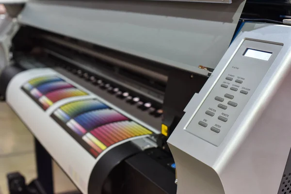 Impressora Grande Formato Trabalho Imagem Teste Impressão — Fotografia de Stock