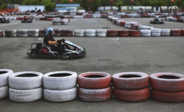 go-kart track with cartings clipart