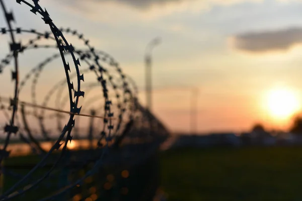 Barbed Wire Prison Fence — Stock Photo, Image