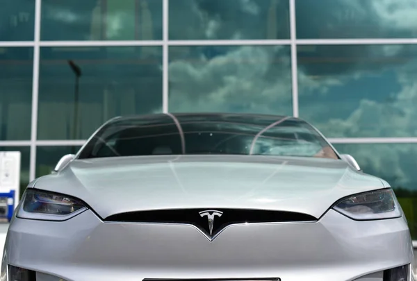 Kyjev Ukrajina Fronta Detailním Tesla Model — Stock fotografie