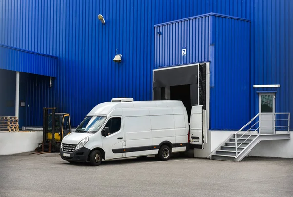 Van Bij Het Laden Lossen Commerciële Lading Magazijn Dock — Stockfoto