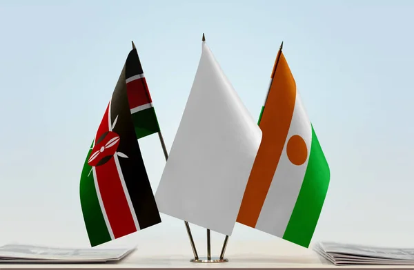 Kenya Niger White Flags Stand Papers — Stock Photo, Image