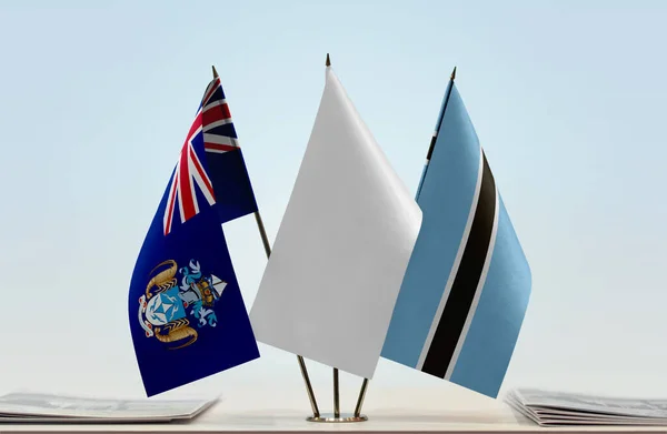 Tdc Botswana Witte Vlag Standaard Met Papieren — Stockfoto