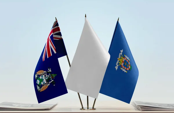 Tristan Cunha Melilla Banderas Blancas Stand Con Papeles — Foto de Stock