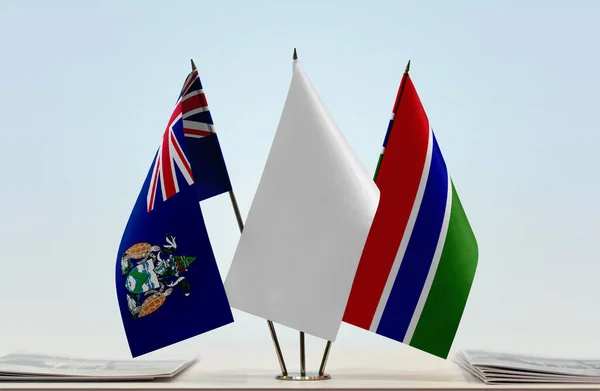 Tristan Cunha Γκάμπια Και Λευκές Σημαίες Στάση Χαρτιά — Φωτογραφία Αρχείου