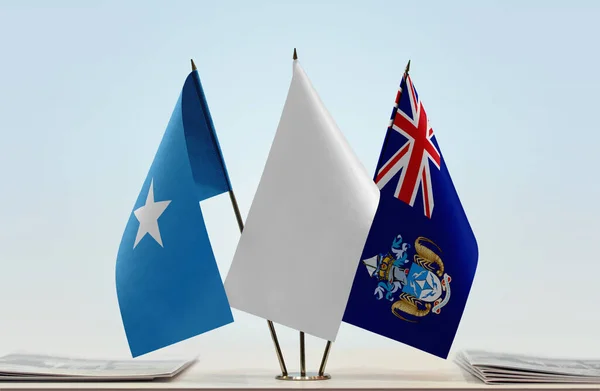 Somalia Tdc Bandera Blanca Stand Con Papeles — Foto de Stock