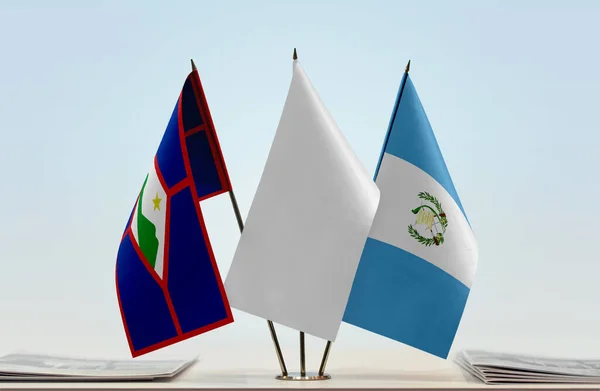 Banderas San Eustaquio Guatemala Stand Con Papeles — Foto de Stock