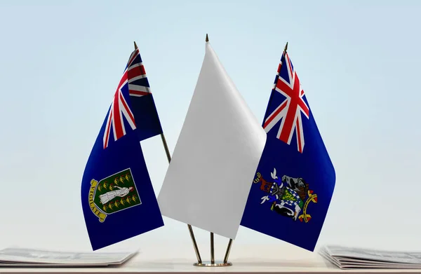Islas Vírgenes Británicas Georgia Del Sur Sandwich Banderas Blancas Stand — Foto de Stock