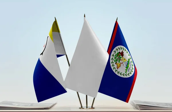 Bonaire Belice Banderas Blancas Stand Con Papeles — Foto de Stock