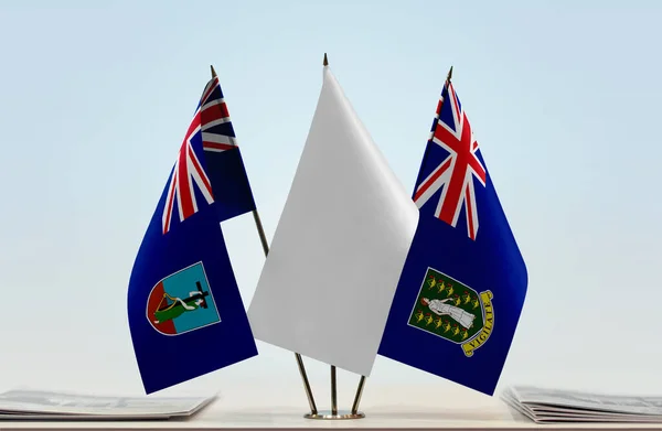 Montserrat Banderas Británicas Las Islas Vírgenes Stand Con Papeles — Foto de Stock