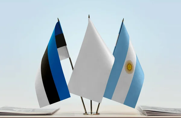 Estland Argentina Flaggor Monter Med Papper — Stockfoto