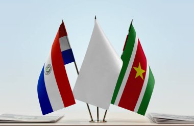 Paraguay bayrakları kağıtlarla ayakta  