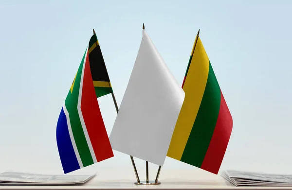 République Afrique Sud Lituanie Drapeaux Barre Avec Papiers — Photo