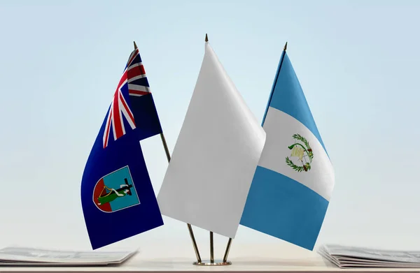 Montserrat Guatemala Banderas Stand Con Papeles — Foto de Stock