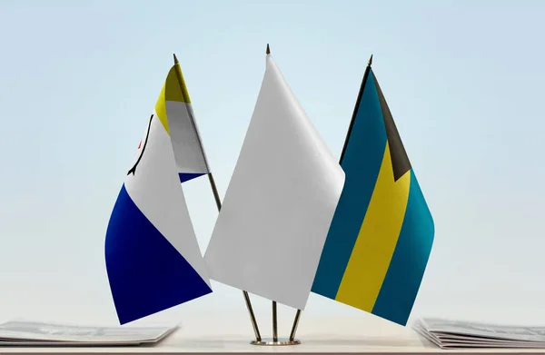 Bonaire Bahamas White Flags Stand Papers — Stock Photo, Image