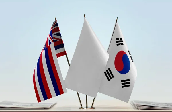 Hawaii Güney Kore Evraklarla Birlikte Beyaz Bayraklar — Stok fotoğraf