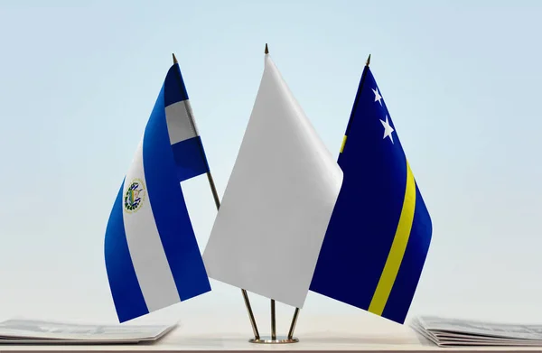 Falkland Islands White Flags Stand Papers — Stock Photo, Image