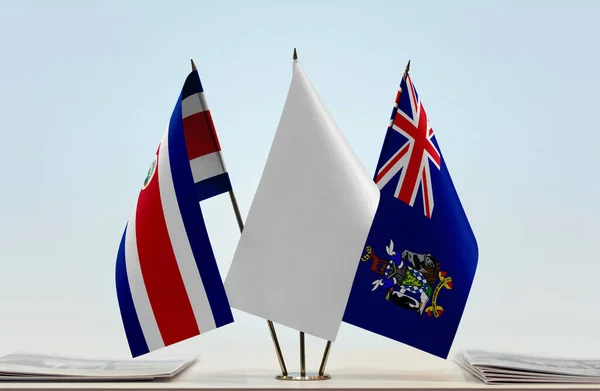 Costa Rica Banderas Blancas Stand Con Papeles — Foto de Stock