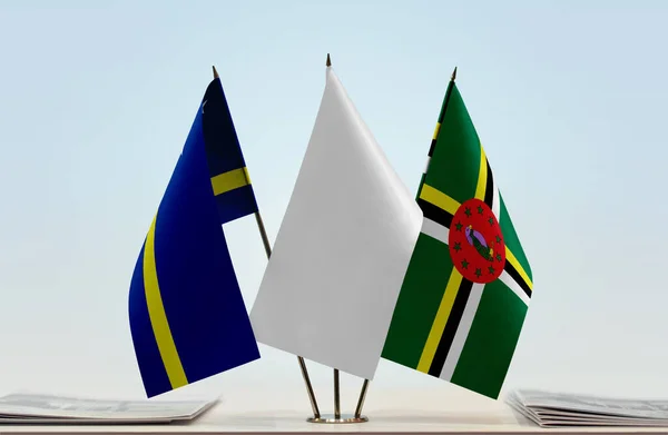 Curacao Witte Vlaggen Standaard Met Papieren — Stockfoto