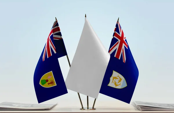 Islas Turcas Caicos Banderas Blancas Anguila Stand Con Papeles — Foto de Stock