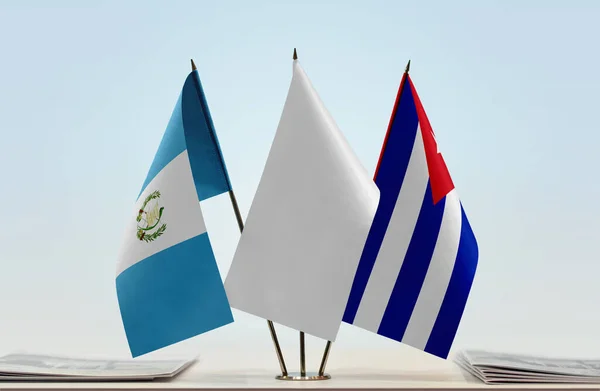 Cuba Guatemala Flags Stand Papers — Stock Photo, Image