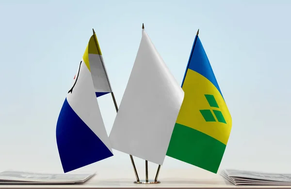 Bonaire Saint Vincent Grenadines White Flags Stand Papers — Stock Photo, Image