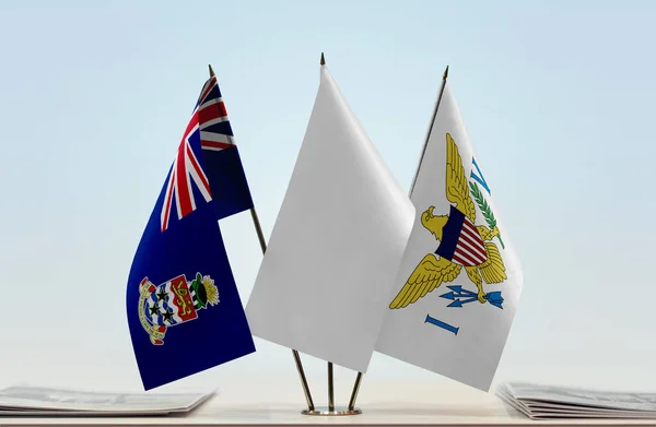 开曼群岛美属维尔京群岛和白旗 附有文件 — 图库照片