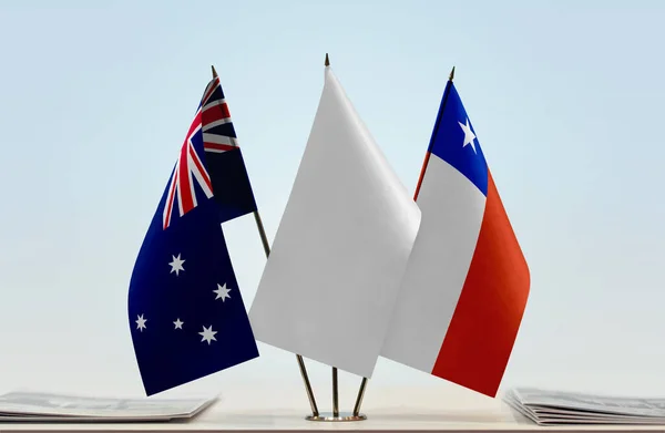 Australia Chile Flags Stand Papers — Stock Photo, Image