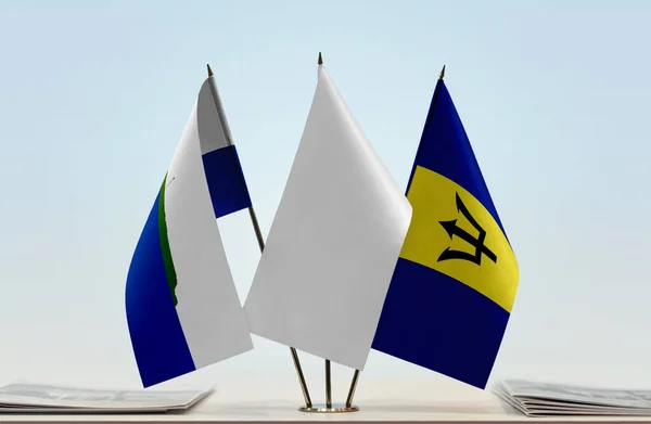 Navassa Island Barbados Flags Stand Papers — Stock Photo, Image