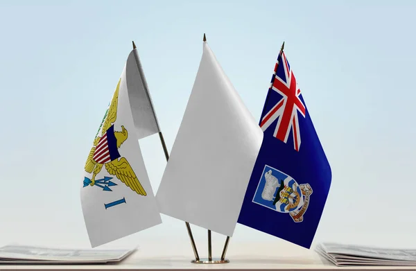 Islas Vírgenes Los Estados Unidos Islas Malvinas Banderas Blancas Stand — Foto de Stock