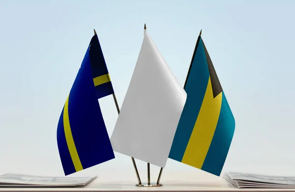 Curacao White Flags Stand Papers — Stock Photo, Image