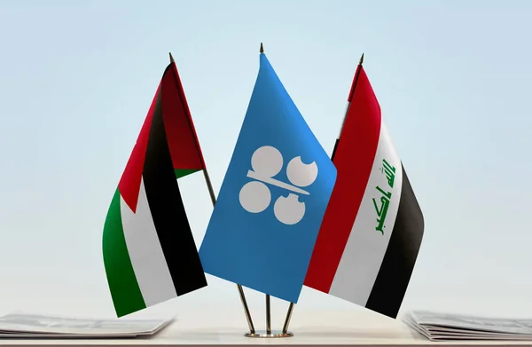 Jordanië Irak Vlaggen Staan Met Papieren — Stockfoto