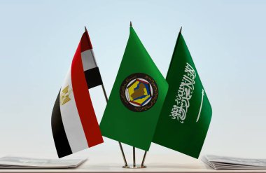 Mısır, Suudi Arabistan bayrakları gazete standında  