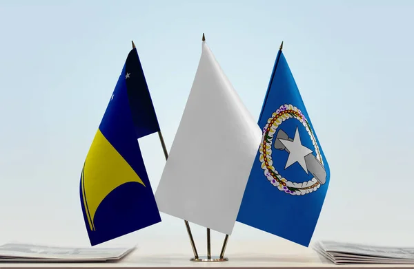 Tokelau Nmi Flags Stand Papers — Stock Photo, Image