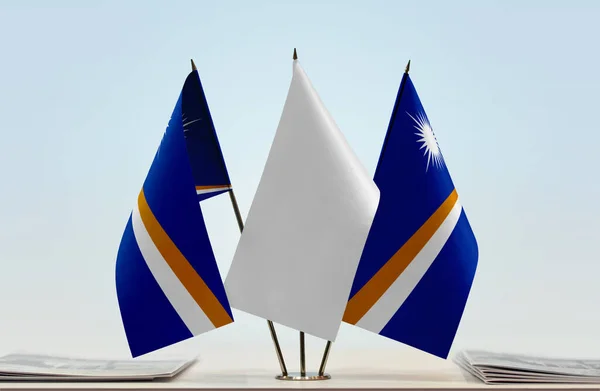 Marshall Islands Flags Stand Papers — Stock Photo, Image