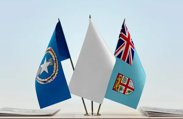 Nmi Fiji Banderas Blancas Stand Con Papeles — Foto de Stock
