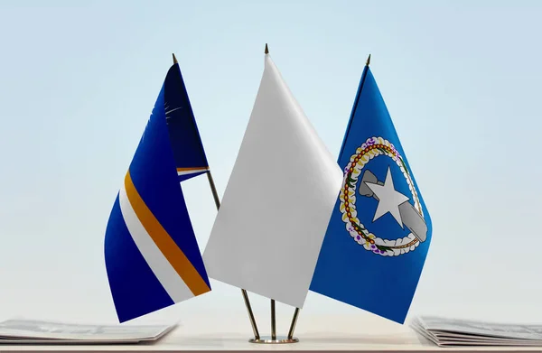 Marshall Islands Nmi White Flags Stand Papers — Stock Photo, Image