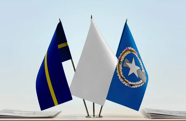 Nauru Nmi White Flags Stand Papers — Stock Photo, Image
