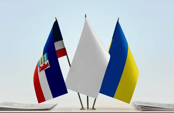 Subkarpatisk Ruthenia Ukraina Flaggor Monter Med Papper — Stockfoto