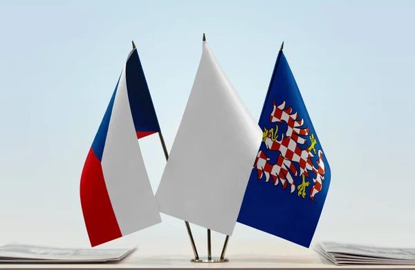Czech Republic Moravia Flags Stand Papers — Stock Photo, Image