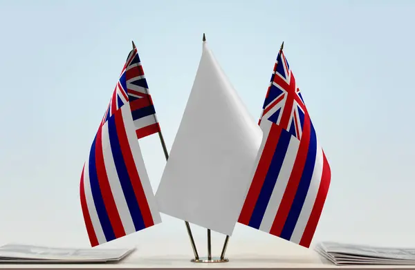 Banderas Hawaii Stand Con Papeles — Foto de Stock