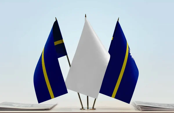Nauru Flags Stand Papers — Stock Photo, Image