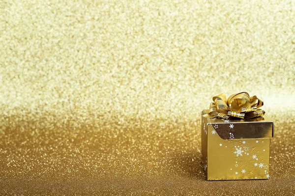 Christmas Gift Abstract Gold Glitters Bokeh Background — Stock Photo, Image