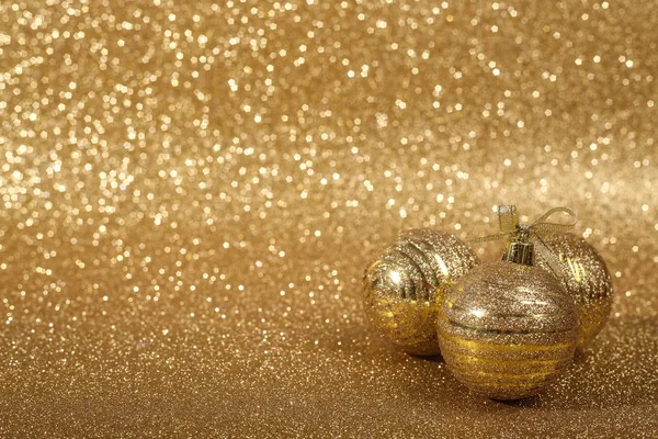 Bolas Natal Abstrato Ouro Glitters Bokeh Fundo — Fotografia de Stock